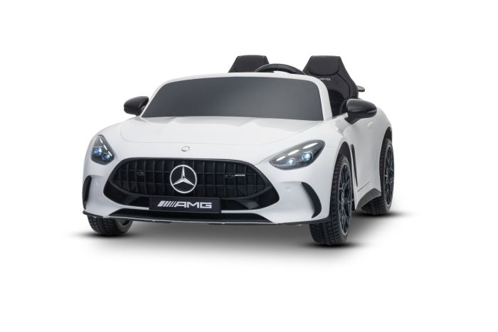 Elektrické autíčko Mercedes GT63 AMG 24V s pohonom 4x4, biele, Dvojmiestne, Nastaviteľné sedadlo šoféra, Mäkké EVA kolesá, 2,4 GHz diaľkové ovládanie, USB/Bluetooth, 200W motory, Odpruženie, Lítiová batéria, LED svetlá vpredu aj vzadu, ORIGINÁL licencia
