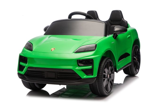 Elektrické autíčko Porsche Macan 12V s pohonom zadných kolies a licenciou (Jednomiestne), zelené, Lítiová batéria, široké sedadlo, Odpružené nápravy, 2,4 GHz Diaľkový ovládač, MP3 prehrávač so vstupom USB/AUX, LED svetlá