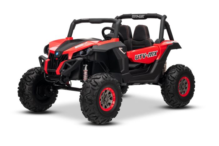 Beneo Motors elektrické autíčko NEW RSX 24V, Červené, Pohon 4x4, Lítiová batéria, EVA kolesá, Odpružené nápravy, Dvojmiestne koženkové sedadlo, Diaľkový ovládač, MP3 prehrávač so vstupom USB/AUX