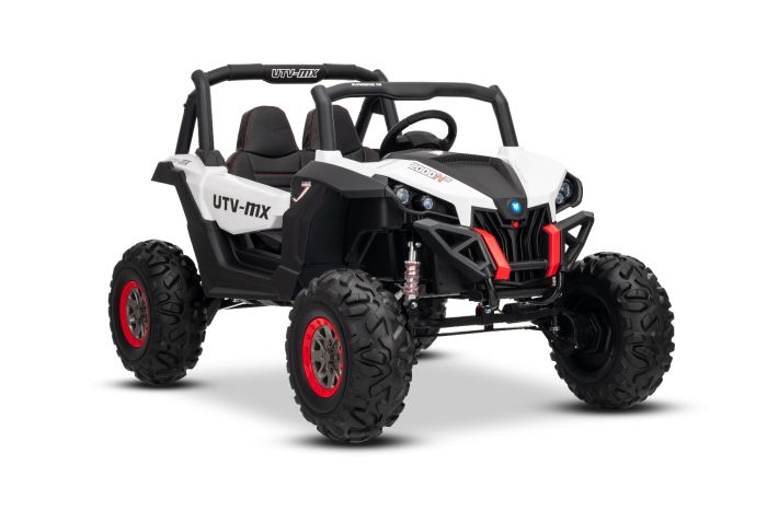 Beneo Motors elektrické autíčko NEW RSX 24V, Biele, Pohon 4x4, Lítiová batéria, EVA kolesá, Odpružené nápravy, Dvojmiestne koženkové sedadlo, Diaľkový ovládač, MP3 prehrávač so vstupom USB/AUX