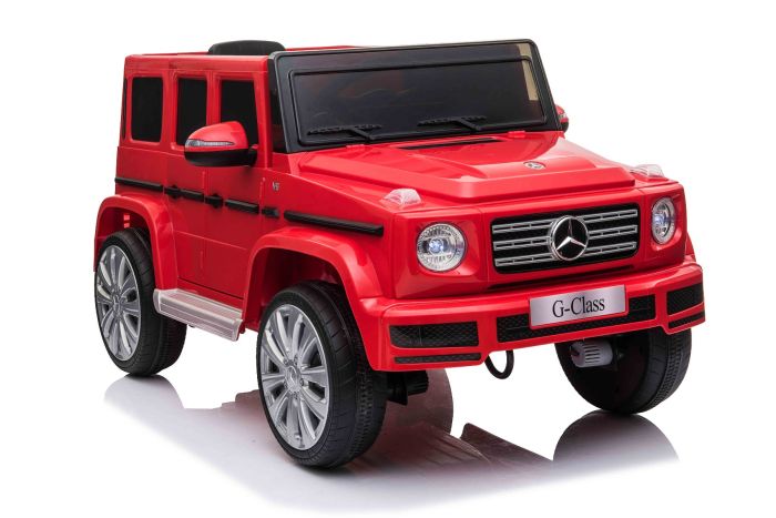 Elektrické autíčko Mercedes G500 12V, červené, 2,4 GHz diaľkové ovládanie, USB / SD Vstup, odpruženie, Lítiová batéria, LED svetlá, ORIGINÁL licencia