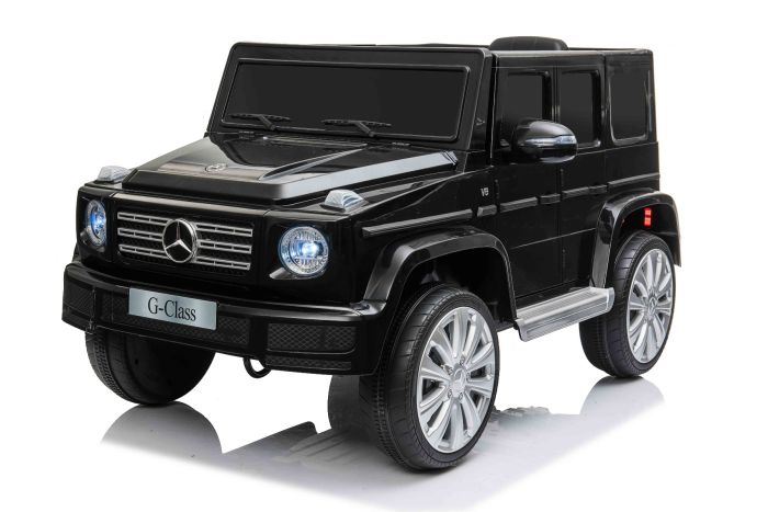 Elektrické autíčko Mercedes G500 12V, čierne, 2,4 GHz diaľkové ovládanie, USB / SD Vstup, odpruženie, Lítiová batéria, LED svetlá, ORIGINÁL licencia