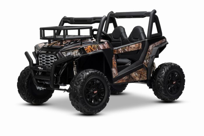 Beneo Motors elektrické autíčko UTV 24V, čierne, dvojmiestné, 2 x 200 W Motor, Lítiová batéria, EVA kolesá, odpružené nápravy, ektrická brzda, čalúnené sedadlo, 2,4 GHz DO, Dvojmiestne, USB, SD karta