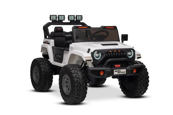 Elektrické autíčko Beneo Motors OFFRIDE 4x4 Dvojmiestne 24V, biele, MP3 Prehrávač s USB/AUX vstupom, Pohon 4x4, Lítiová Batéria, EVA kolesá s odpružením, Diaľkový ovládač, LED Svetlá