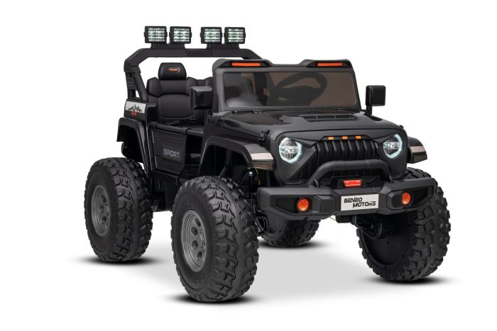 Elektrické autíčko Beneo Motors OFFRIDE 4x4² Dvojmiestne 24V, čierne, MP3 Prehrávač s USB/AUX vstupom, Pohon 4x4, Lítiová Batéria, EVA kolesá s odpružením, Diaľkový ovládač, LED Svetlá