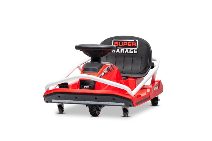 Beneo Motors driftovacia Motokára 24V, červená, 300W Bezkartáčový Motor, Lítiová batéria, Drift režim s rýchlosťou 14 Km/h, Masívna železná konštrukcia, Bezpečnostný pás, Športové sedadlo, Multifunkčný volant