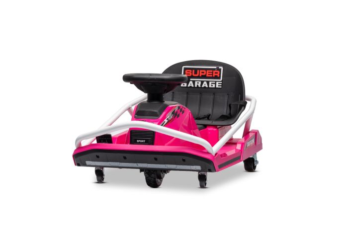Beneo Motors driftovacia Motokára 24V, ružová, 300W Bezkartáčový Motor, Lítiová batéria, Drift režim s rýchlosťou 14 Km/h, Masívna železná konštrukcia, Bezpečnostný pás, Športové sedadlo, Multifunkčný volant
