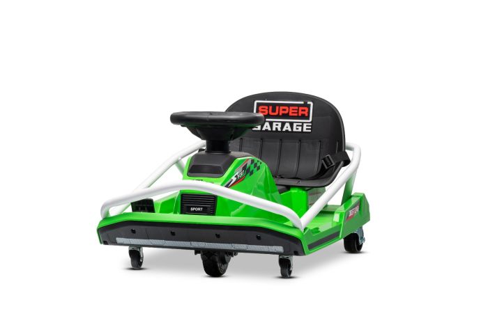 Beneo Motors driftovacia Motokára 24V, zelená, 300W Bezkartáčový Motor, Lítiová batéria, Drift režim s rýchlosťou 14 Km/h, Masívna železná konštrukcia, Bezpečnostný pás, Športové sedadlo, Multifunkčný volant