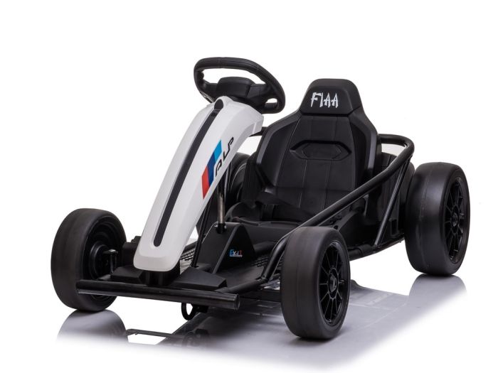 Driftovacia Motokára DRIFT-CAR 24V, Biela, Hladké Drift kolieska, 2 x 350W Motor, Drift režim s rýchlosťou 13 Km/h, 24V Batéria, Masívna konštrukcia