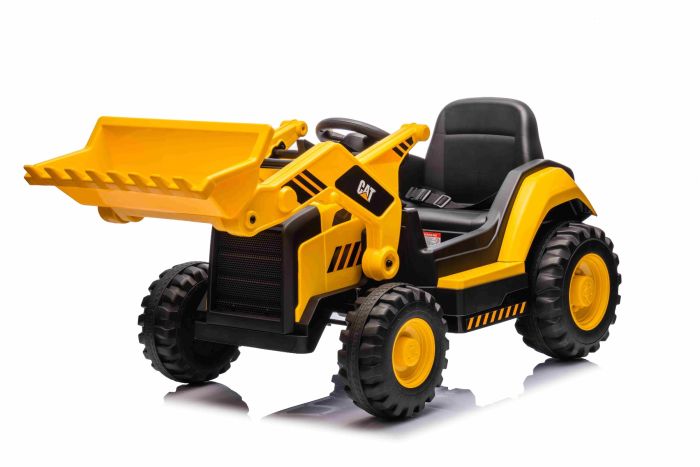 Licencovaný elektrický Báger Caterpillar so svahovacou lyžicou, Jednomiestny, žltý, USB vstupom na MP3 Prehrávači, Zadným pohonom s 2 x 30W Motormi a Lítiovou batériou