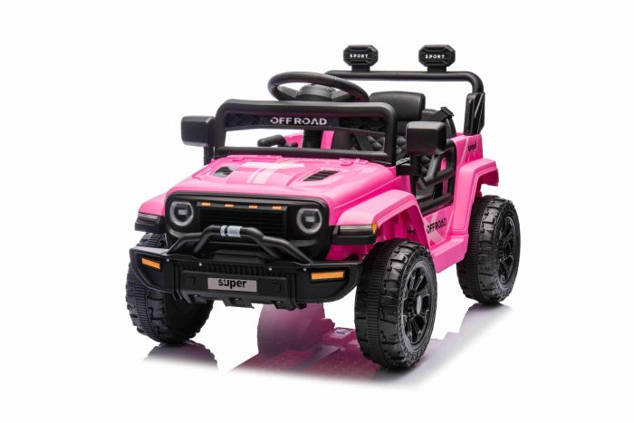 Elektrické autíčko OFFROAD NEW s pohonom zadných kolies, ružové, Lítiová batéria, Vysoký podvozok, široké sedadlo, Odpružené nápravy, 2,4 GHz Diaľkový ovládač, LED svetlá