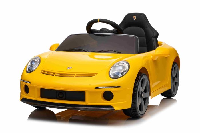 Elektrické autíčko RUF GT 12V, žlté, Otváracie dvere, 2.4 GHz diaľkové ovládanie, LED svetlá vpredu aj vzadu, USB/Aux Vstup, Lítiová batéria, 2 X 35W motor, ORIGINÁL licencia