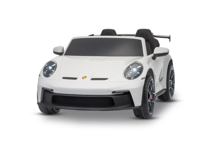 Elektrické autíčko Porsche 911GT3 24V s pohonom 4x4, biele, Dvojmiestne sedadlo, 2,4 GHz diaľkové ovládanie, USB/AUX Vstup, 200W motory, Odpruženie, Lítiová batéria, LED svetlá vpredu aj vzadu, ORIGINÁL licencia