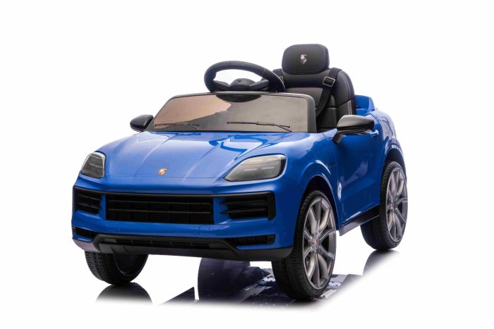 Elektrické autíčko Porsche Cayenne 12V s pohonom zadných kolies a licenciou (Jednomiestne), modré, Lítiová batéria, široké sedadlo, Odpružené nápravy, 2,4 GHz Diaľkový ovládač, MP3 prehrávač so vstupom USB/AUX, LED svetlá