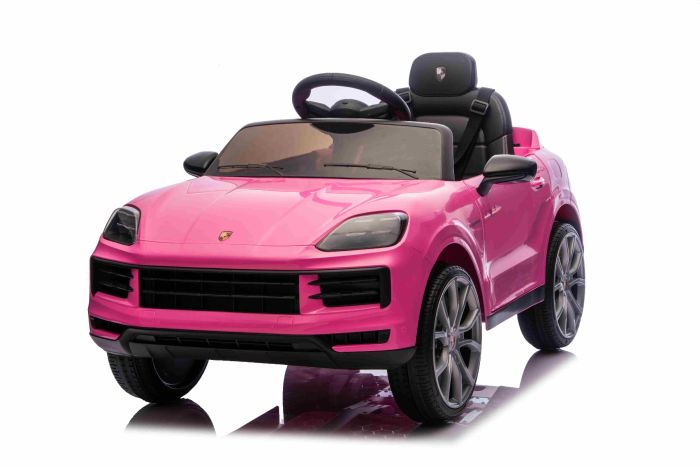 Elektrické autíčko Porsche Cayenne 12V s pohonom zadných kolies a licenciou (Jednomiestne), ružové, Lítiová batéria, široké sedadlo, Odpružené nápravy, 2,4 GHz Diaľkový ovládač, MP3 prehrávač so vstupom USB/AUX, LED svetlá