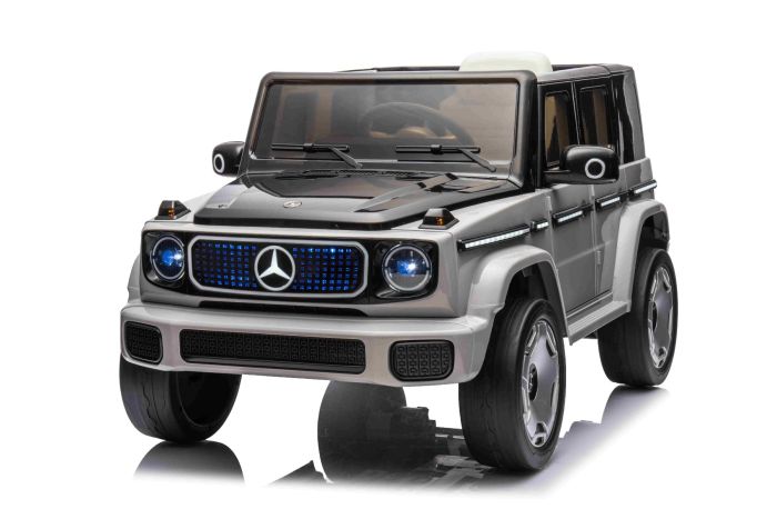 Elektrické autíčko Mercedes-Benz EQG 12V, sivé, LED Podsvietené častí karosérie, funkčné predné aj zadné svetlá, 2.4 GHz diaľkové ovládanie, USB/Aux Vstup, Lítiová batéria, 2 X 35W motor, ORIGINÁL licencia