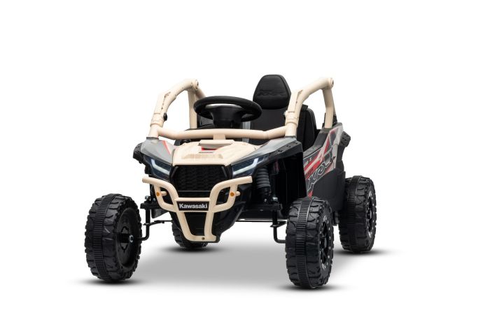 Elektrické autíčko Kawasaki TERYX KRX 1000 12V, khaki, jednomiestne, odpružená zadná náprava, 2,4 Ghz diaľkové ovládanie, Lítiová batéria, 2 x 25W Motory, Otvárateľné ochranné rámy, MP3 prehrávač so vstupom USB/AUX, Licencované