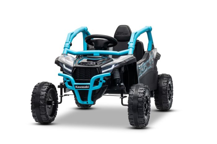 Elektrické autíčko Kawasaki TERYX KRX 1000 12V, modré, jednomiestne, odpružená zadná náprava, 2,4 Ghz diaľkové ovládanie, Lítiová batéria, 2 x 25W Motory, Otvárateľné ochranné rámy, MP3 prehrávač so vstupom USB/AUX, Licencované