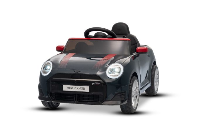 Elektrické autíčko Mini Cooper 12V, čierne, USB Vstup s Bluetooth pripojením na MP3 Prehrávači, 2,4 GHz diaľkové ovládanie, 2 x 25W Motor, Lítiová batéria, LED svetlá, ORIGINAL licencia