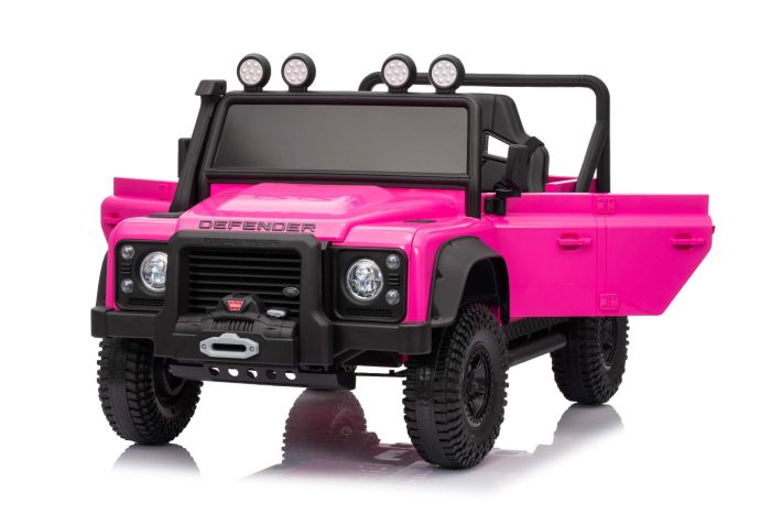 Elektrické autíčko Land Rover Defender 110 SVX 12V, ružové, 4X4 pohon, LED svetlá, predné aj zadné odpruženie kolies, 2.4 GHz diaľkové ovládanie, USB/Aux Vstup, Bluetooth, Lítiová batéria, 4 X 25W motor, ORIGINÁL licencia