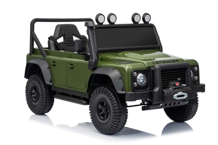 Elektrické autíčko Land Rover Defender 110 SVX 12V, zelené, 4X4 pohon, LED svetlá, predné aj zadné odpruženie kolies, 2.4 GHz diaľkové ovládanie, USB/Aux Vstup, Bluetooth, Lítiová batéria, 4 X 25W motor, ORIGINÁL licencia