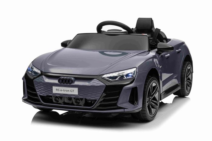 Elektrické autíčko Audi RS E-tron GT 12V, sivé, široké jednomiestne sedadlo, 2,4 GHz diaľkové ovládanie, USB / AUX Vstup, Bluetooth, Odpruženie, Lítiová batéria, LED svetlá, 2 X 25W Motor, ORIGINÁL licencia