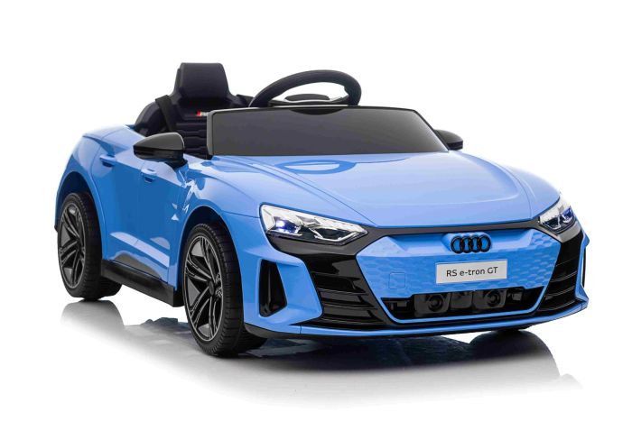 Elektrické autíčko Audi RS E-tron GT 12V, modré, široké jednomiestne sedadlo, 2,4 GHz diaľkové ovládanie, USB / AUX Vstup, Bluetooth, Odpruženie, Lítiová batéria, LED svetlá, 2 X 25W Motor, ORIGINÁL licencia