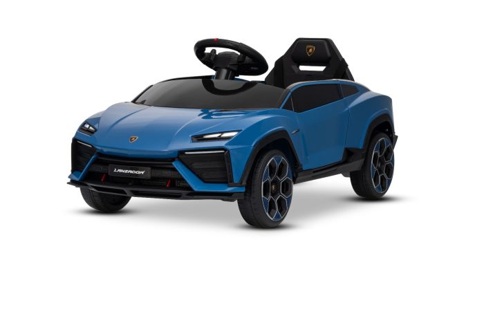 Elektrické autíčko Lamborghini Lanzador 12V s pohonom zadných kolies a licenciou (Jednomiestne), modré, Lítiová batéria, LED svetlá, široké sedadlo, 2,4 GHz diaľkový ovládač, MP3 prehrávač so vstupom USB/AUX a Bluetooth pripojením